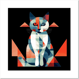 Abstract Geometric Representation Of A Cat Posters and Art